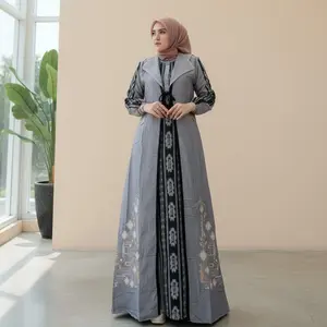 Gamis Amanda Hafidza Cardigan Bordir Rayon Twill Premium Mix Tenun Troso Random (MOTIF TIDAK SEPERTI DI FOTO) Muslim Dress Muslim