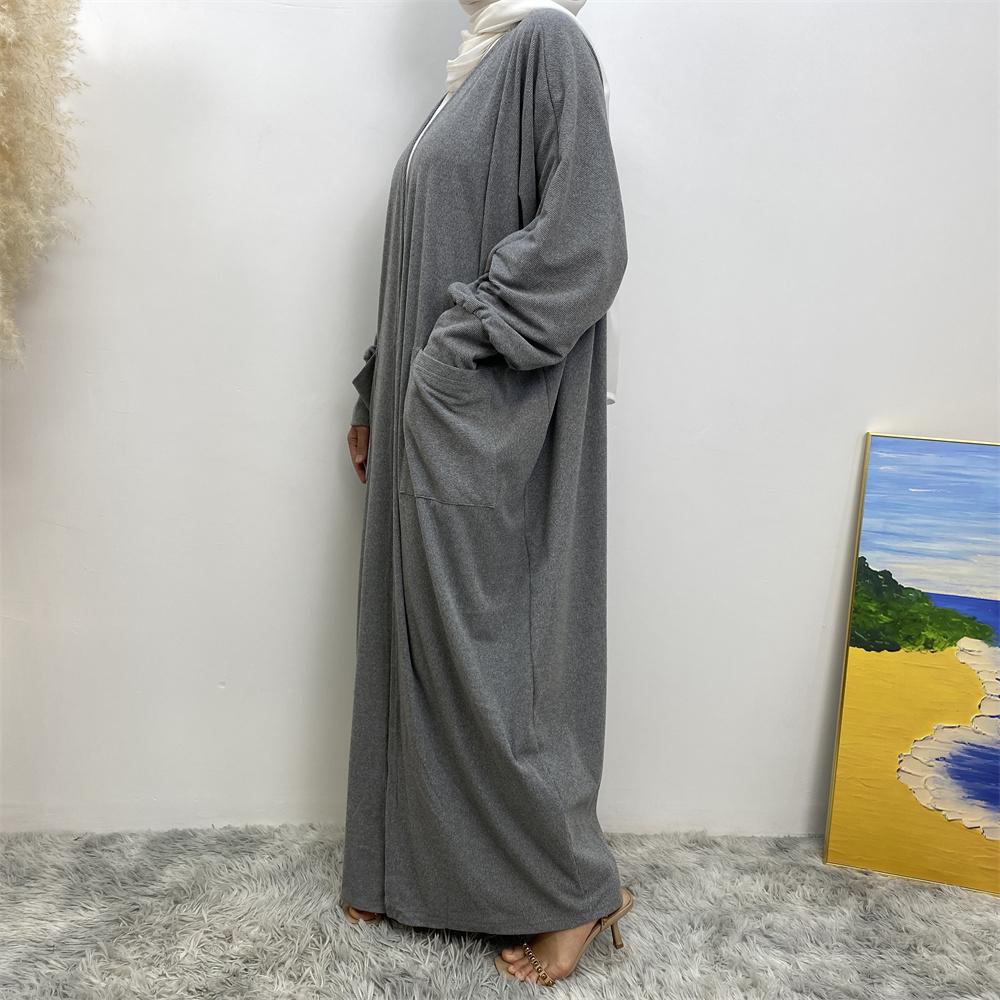 1997# Charpie Fabric Winter Clothing 2024 New Design  6 Color Muslim Abaya Dress - CHAOMENG MUSLIM SHOP