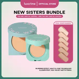 FREE LIP VINYL 25 Dec - 2 Jan  - SISTER BUNDLE - Luxcrime Two Way Cake (Regular + Mini Size) -  Bedak Foundation Padat High Coverage Untuk Wajah Halus Tanpa Pori Bebas Minyak Tahan 24 Jam
