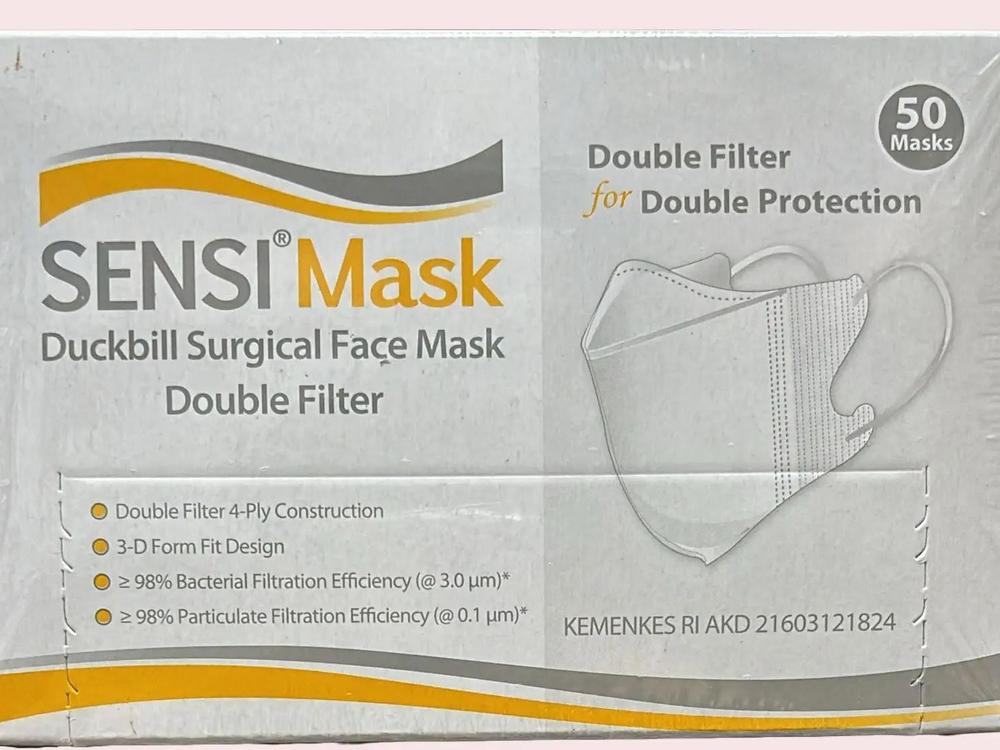 SENSI Masker Duckbill 4 Ply Dewasa Ukuran L Isi 50 pcs Double Filter