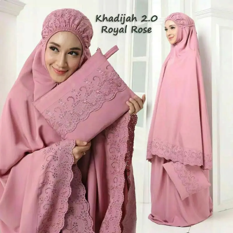 Mukena Dewasa Siti Khadijah Katun Polos Hitam Cokelat Navy Putih 1