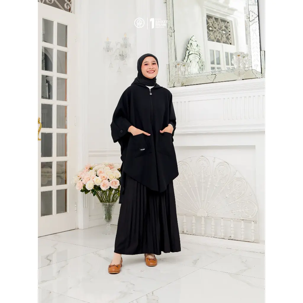 HIJACKET - Jaket Hijaber AISYA Black | Jubah Cape  | Outerwear For Hijaber