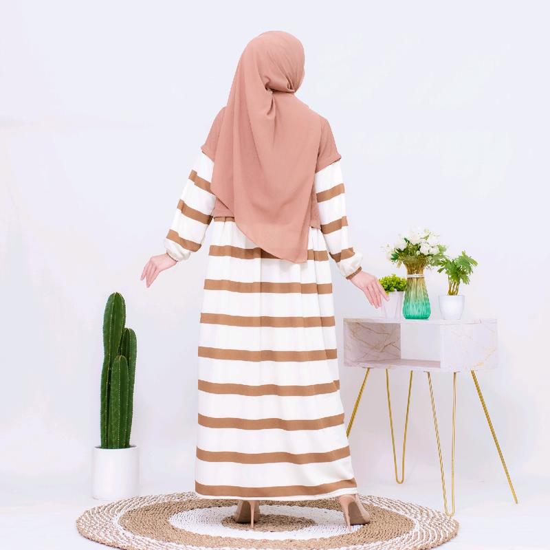 Tania Dress Gamis Salur Knit Gamis Murah Gamis Daily Gamis Busui Terbaru 8