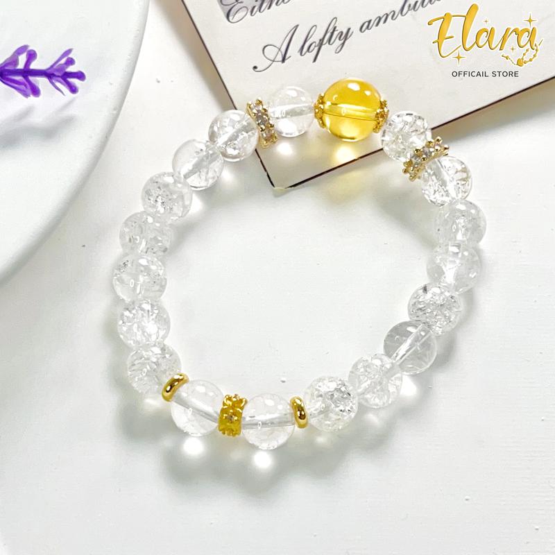 THẠCH ANH HOA TUYẾT Vòng tay đá thạch anh hoa tuyết tự nhiên năng lượng đất trời hòa hợp - Kèm hộp đựng cao cấp - YS4087