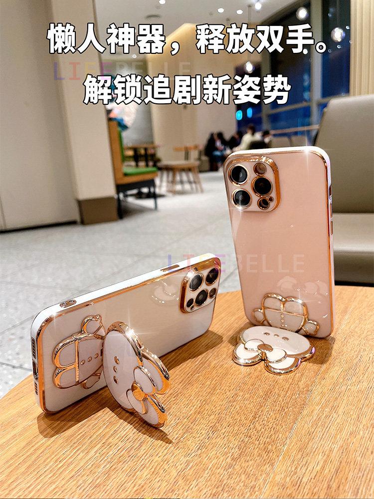 Product Introduction of Casing for Samsung Galaxy A22 4G A12 A42 5G M12 Case, Fashion Plating Soft Phone Case with 3D Cute Rabbit Makeup Mirror 306° Rotating Stand Cartoon Couple Cases 6