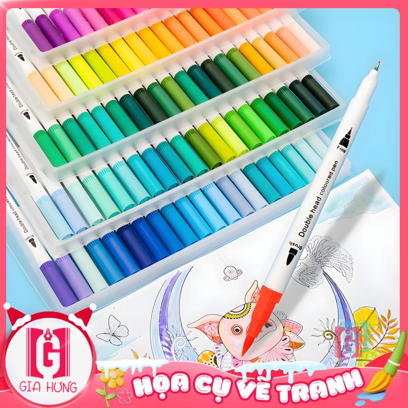  Bút Brush 2 Đầu Đa Năng - Viết Caligraphy Tô Tiêu Đề Đánh Dấu Nổi Bật Với Nét Mảnh Fineliner Và Nét Mềm Brush Marker. 