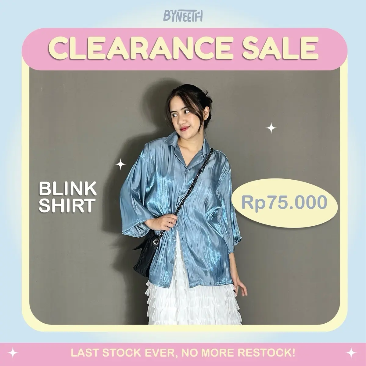 Blink Shirt ByNeeth - Kemeja Shimmer - Kemeja Mengkilat - Kemeja Silk - Outfit Konser - Kemeja Viral