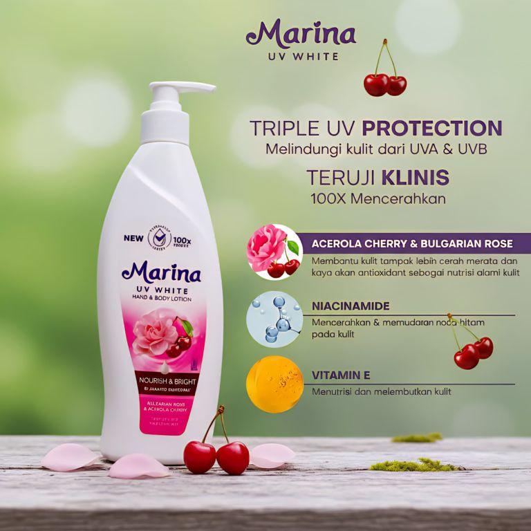 Marina UV White Nourish & Bright Hand & Body Lotion Pump 350ml Mencerahkan Badan Kulit Melembabkan Anti Oksidan body care routine jumbo Marina UV White Nourish & Bright Hand & Body Lotion Pump 350ml Mencerahkan Badan Kulit Melembabkan Anti Oksidan body care routine jumbo