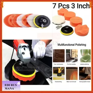 Edi Rusmana Busa Poles Mobil Motor Spons Poles Body Mobil 7 Pcs 3 Inch 80mm Compound Wax Detailing Mengkilapkan Multifunctional Polishing