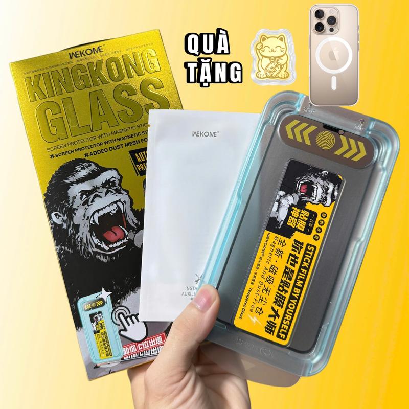 Kính cường lực KingKong Wekome khung tự dán trong suốt và chống nhìn trộm bảo vệ màn hình điện thoại iphone