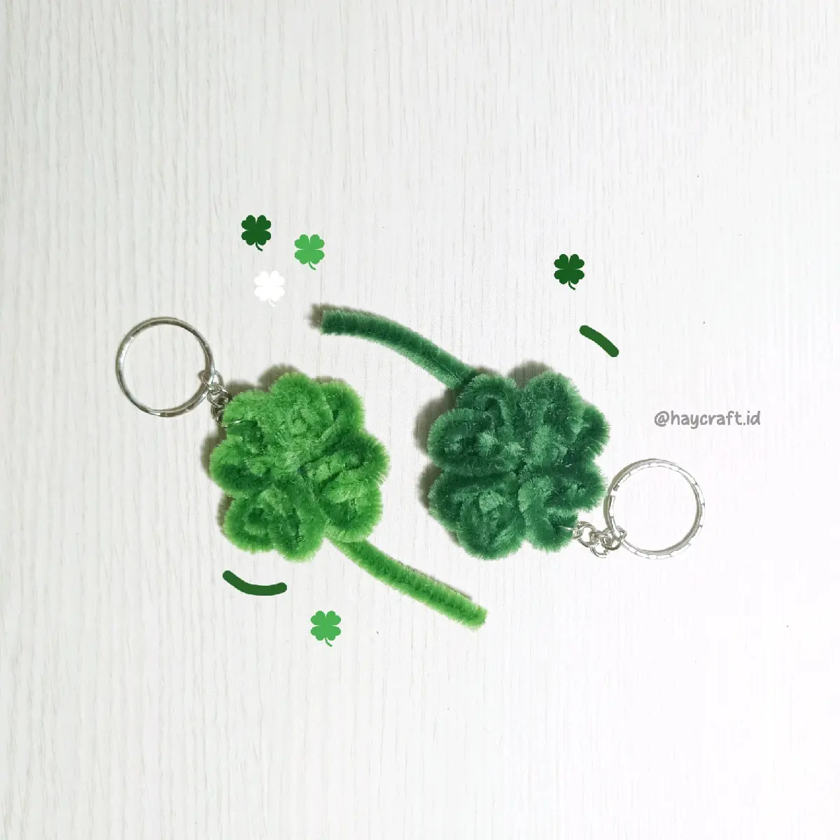 Gantungan Kunci Keychain Kawat Bulu Pipe Cleaner Clover Semanggi Queen Of Tears Aksesoris Hiasan Tas Dompet Ransel Buku