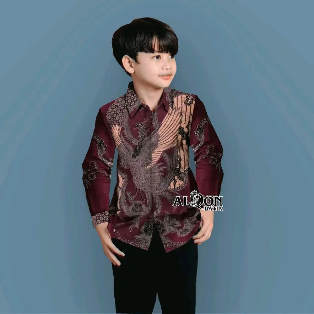 Kemeja anak sowang burgundy