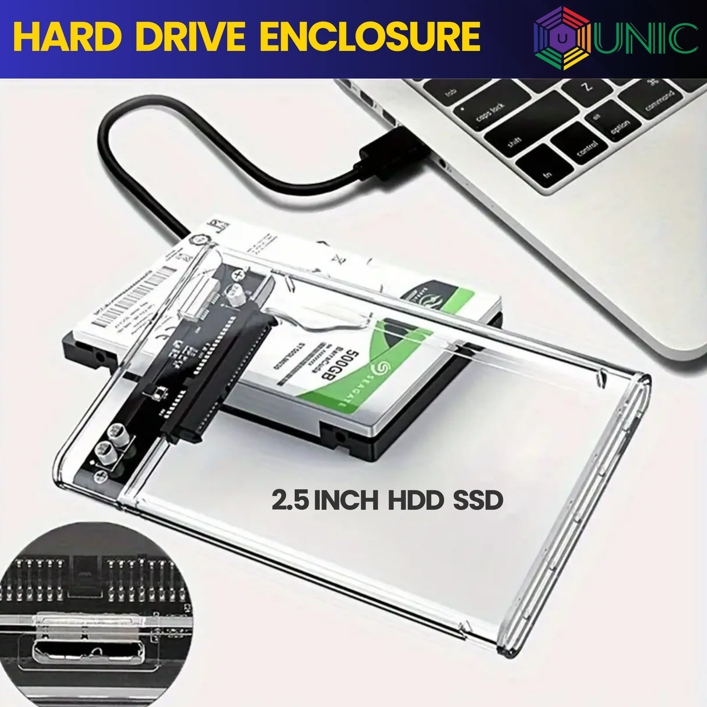 2.5 inch Plastic Transparent HDD SSD Case SATA III to USB 3.0 Hard Drive Disk Enclosure for Laptop Notebook PC Storage