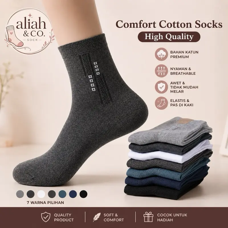 PAKET 3 PASANG RANDOM KAOS KAKI KERJA KANTORAN PRIA DEWASA REMAJA KATUN NYAMAN Comfort Cotton Socks High Quality Lembut Motif Sekolah Wanita Pendek Panjang Formal