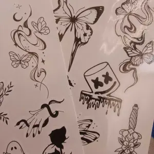 30 PCS Stiker Tato Temporer Grosir 6x10cm Halal Tanpa Bekas Symbol ular love cherry butterfly salib bunga kupu kupu kunci bulan HHT