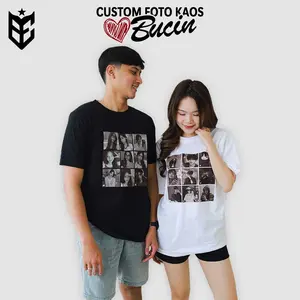 BE INC - Kaos Custom Bucin Love / Like – Bisa Ganti 9 Foto T-shirt (Pria & Wanita) - Cotton Combed 24s - Sablon