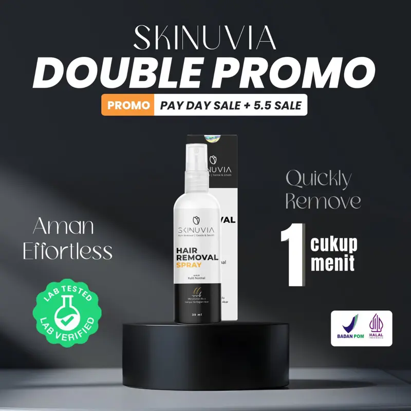 SKINUVIA Hair Removal Spray  BPOM NA 18210800017 - Perontok Bulu Tanpa Rasa Sakit & Iritasi. Effortless Kulit mulus like a Baby
