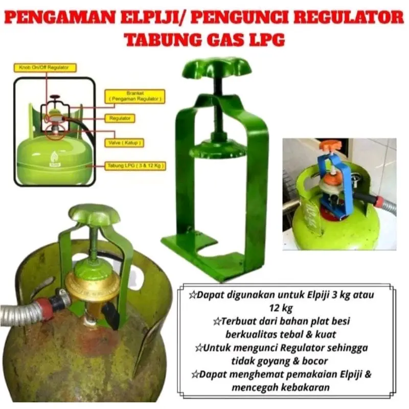 TERLARIS!!! PENGAMAN PENGENCANG PENGUNCI REGULATOR TABUNG GAS LPG 12KG 3KG 5.5KG Alat Kitchenware Panci