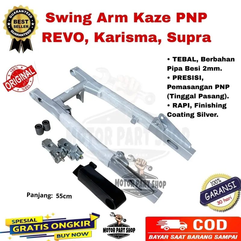 Swing Arm Arem Kaze pnp Honda Revo100 Revo Abs Supra X 125 Kharisma 55cm Modif Trail Gtx Gastrack Fullset Silver Tebal Murah