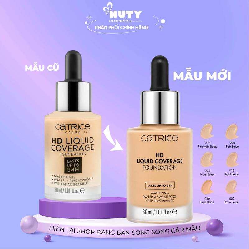 Kem Nền Catrice HD Liquid Coverage Foundation (30ml) | NUTY cosmetics beautiful life