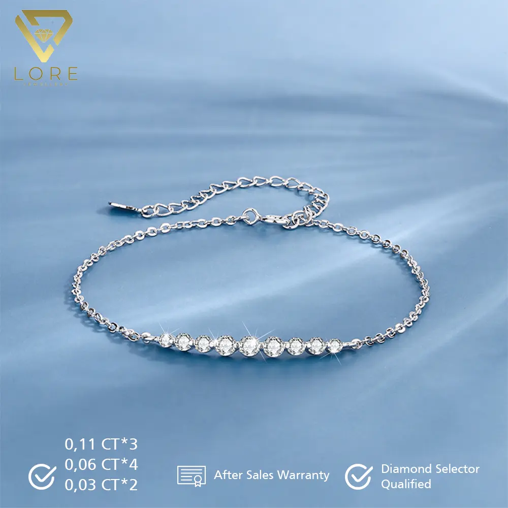 Lore Jewellery - Gelang Moissanite Lapis Emas Putih 18K - Shakila Bracelet 0.63 CT / Amber Bracelet 0.39 CT