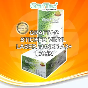 Graftac Sticker Vinyl PP White Gloss Matte - PET Transparan Stiker Digital Print Laser Toner Anti Air Tidak Mudah Sobek A3+ PACK
