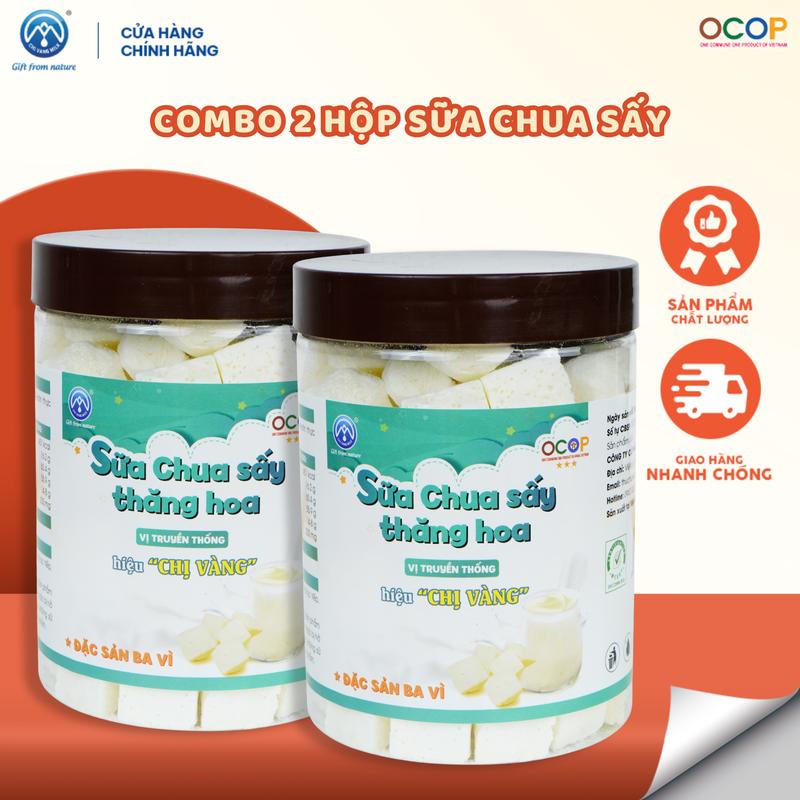 Combo 2 hộp sữa chua sấy thăng hoa vị truyền thống 100gram/hộp sữa CHỊ VÀNG OFFICIAL