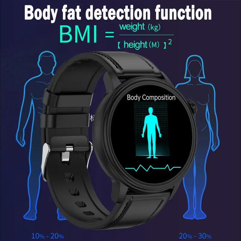 Jam tangan pintar Non-Invasive Blood Glucose Blood Lipid Uric Acid Smartwatch ECG Body Temperature Blood Pressure Monitoring Untuk Pria Wanita Bluetooth Call Tahan air Bracelet VS ET481 ET310 ET470 7
