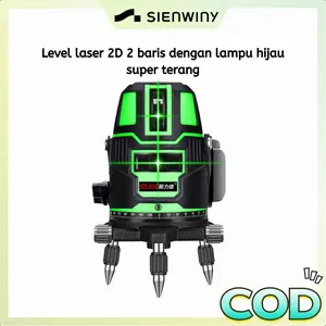 【Penawaran khusus】2/5 Line 6 Poin Tingkat Laser kuat Cahaya 360 ° Rotary Vertikal Horizontal Laser Jalur Tripod luar ruangan Alat ukur