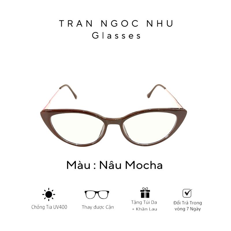 Kính mắt mèo màu Nâu Mocha thời trang dành cho nữ, có thể thay cận
