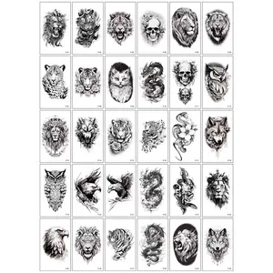 30 PCS Stiker Tato Temporer Grosir 6x10cm Halal Tanpa Bekas singa macan tengkorak kucing Naga burung hantu elang ular P