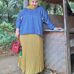 (6.A) ROK PLISKET JUMBO HYGET PREMIUM Muat BB 55-130kg Wanita Karet Tebal Nyaman Melar Panjang Variasi Dewasa Bawahan Muslim Rok Plisket Panjang Terimakasih Bahan Lentur Adem Jahitan Rapih Rempelan Konsisten