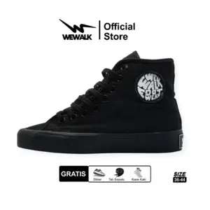 Sepatu Wewalk - Basic High All Black Original Sepatu Pria Wanita sneakers casual shoes Kasual Canvas high cut m