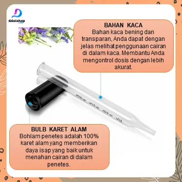 Pipet Kaca Tetes Minyak Essensial Aroma Terapi  Parfum Percobaan Sains 1ml 1
