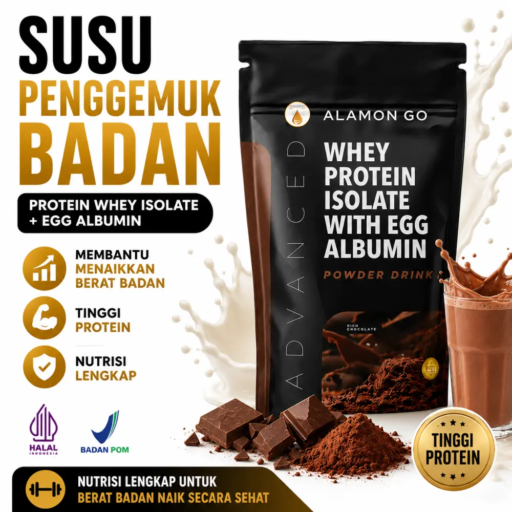 Susu Penggemuk Badan Alamon Go Whey Protein Isolate Egg Albumin Tinggi Protein Berat Badan Naik