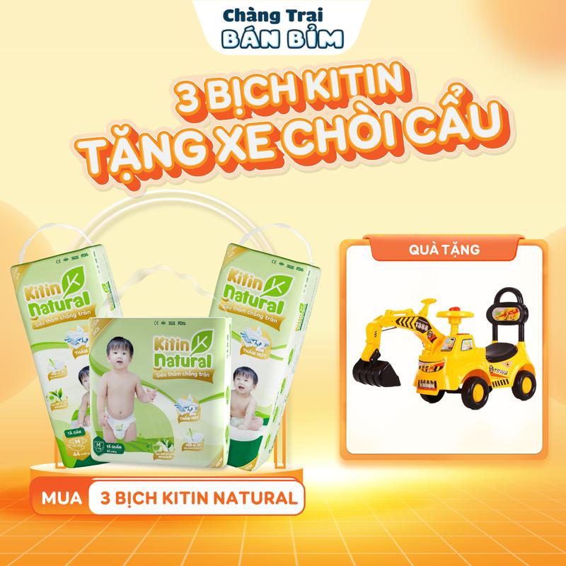 [Mua 3 + Tặng Xe Chòi Cẩu] Combo 3 Bịch Tã Bỉm KITIN NATURAL - Bỉm mỏng đóng hè Tặng Xe Chòi Cẩu cho bé*KT-3*