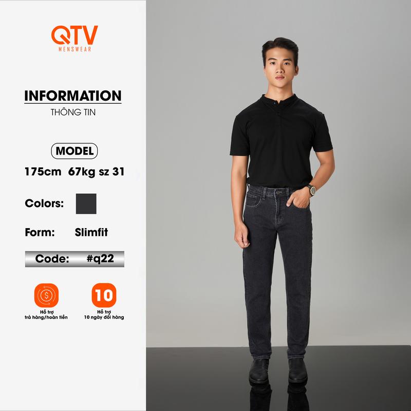 [QTV2] Quần jean nam co giãn Slim fit.xám lông chuột_Q22 Menswear Pants jean Hot trend Có Túi