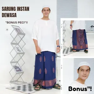 Sarung Instan Pria Dewasa Jumbo BB max 110kg Motif Sarwon Bisa COD Batik Warna Banyak Katun Lembut Nyaman Nyaman Santri