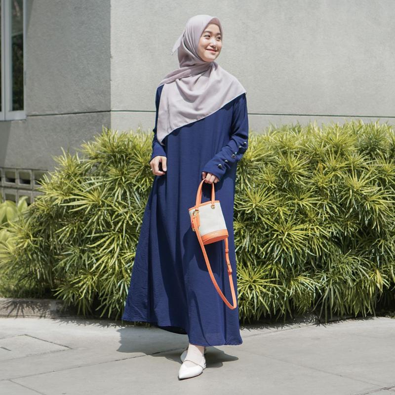 Zulfa Abaya Gamis Simple Wanita Syari Dress Basic Bahan Crinkle Airflow – Bahan Premium untuk Busui dan Wudhu Friendly dengan Model Cuttingan A-Line 7