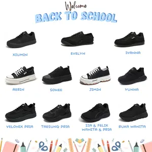 【PROMO SEPATU SEKOLAH】CANI Soomin Back to School Collection - Sepatu Sekolah Sepatu Olahraga & Sneakers Casual Wanita Hitam Karet Nyaman