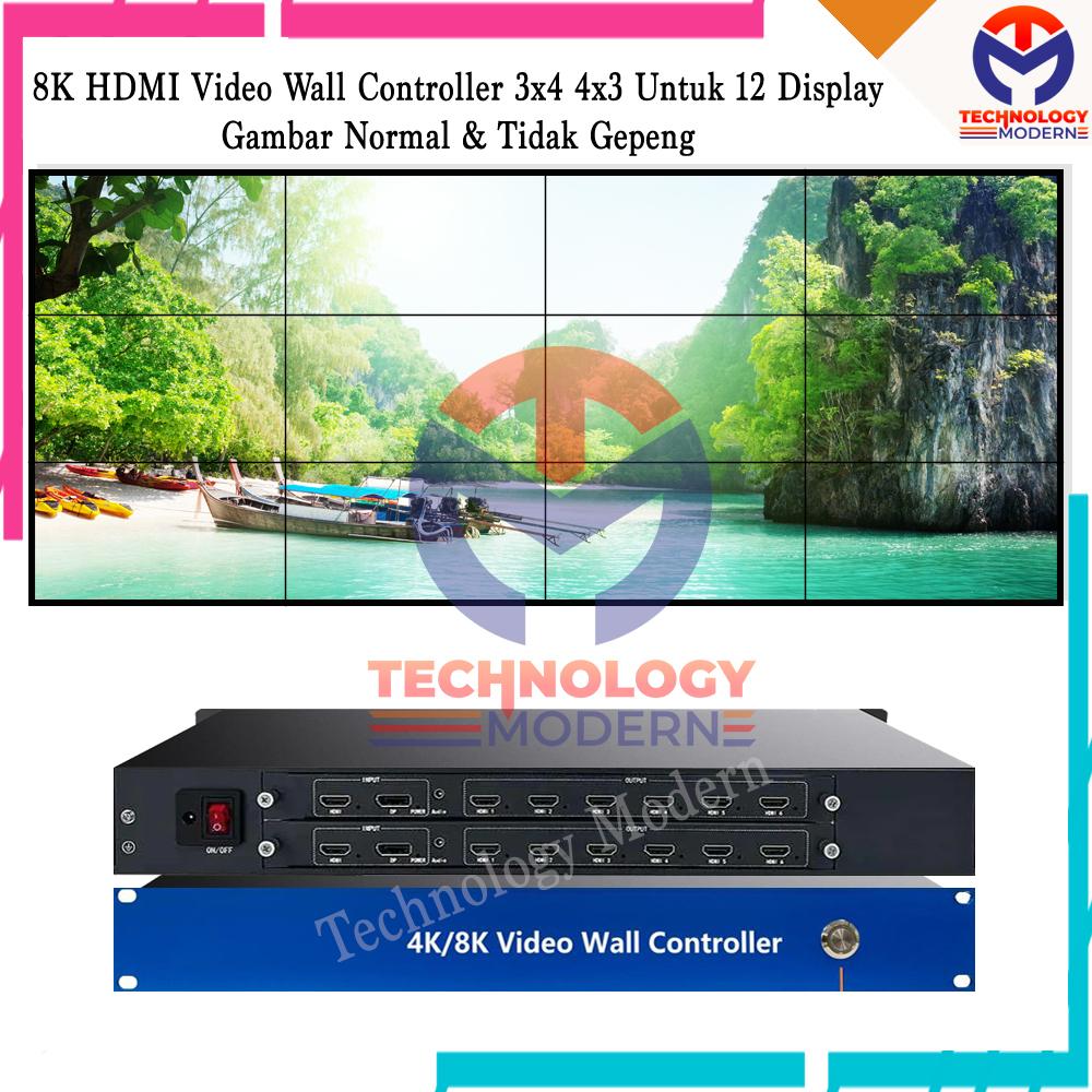 8K HDMI Video Wall Controller 3x4 4x3 For 12 Monitors (Big Screen) Normal Image & No Stretching With Descrete Graphics