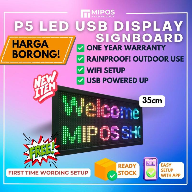P5 Color USB LED Signage Sign Board Running Message【WATERPROOF】LED ...