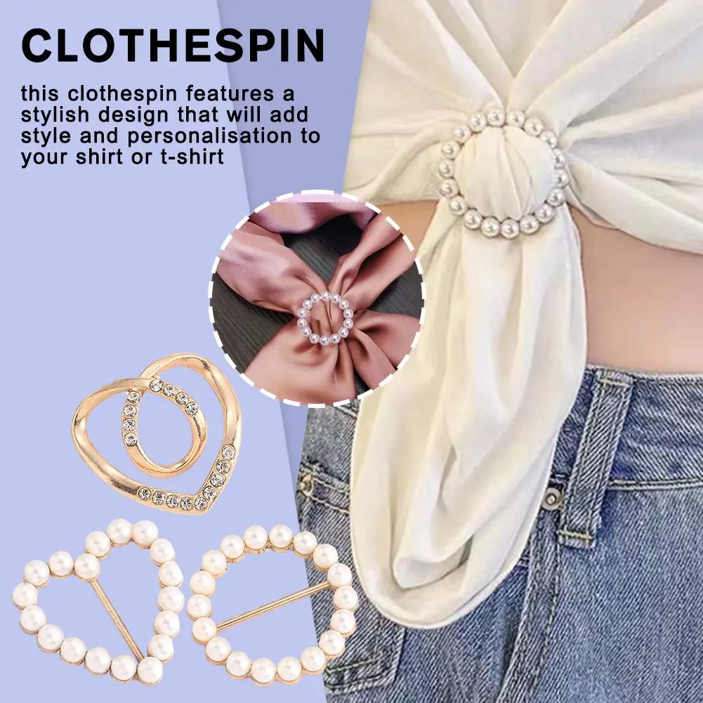 Korean Women's Fashion Multifunctional T-shirt Corner Button Shirt Waist Button Silk Scarf Buckle Rings