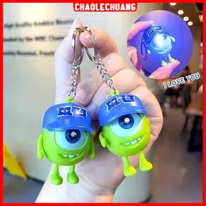 Mainan Bercahaya Dan Terdengar Alien Gantungan Kunci Pasangan Monsters I LOVE YOU Pasangan hadiah kecil 3D LED Night Light Figure Kartun Cute Glow-in-the-Dark Alien Couple Keychain – Interactive Sound  Cartoon Toy & Romantic Gift