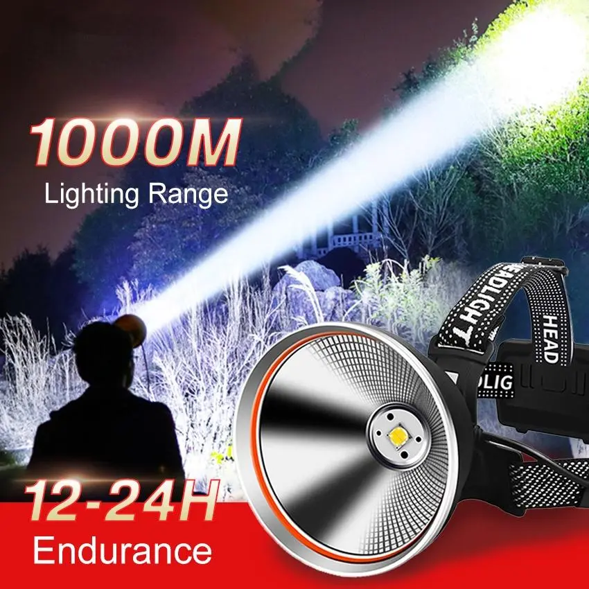 Đèn Đèn Pha LED Cầm Tay Đèn Pha Đèn Pin Đèn Làm Việc Đèn Pha LED Mạnh Mẽ Có Thể Sạc Lại USB Đèn Khẩn Cấp Đèn LED Đèn Pha Câu Cá Đi Bộ Đường Dài Ngoài Trời Để Chạy Câu Cá Đèn Hoang Dã