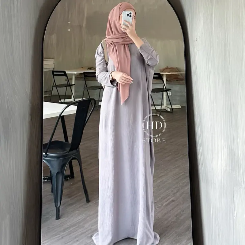 Gamis Abaya Nagita Mewah Bahan Crinkle Airflow Polos Elegan Muslim Wanita 2