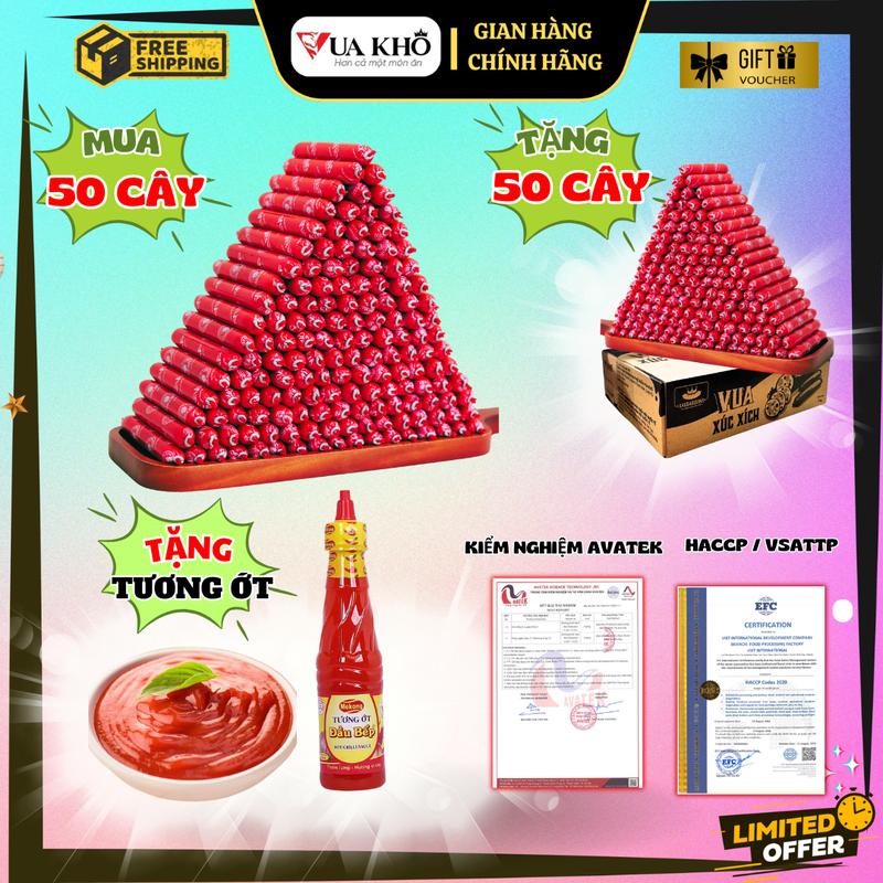   MUA 50 TẶNG 50  Xúc xích Vua Khô  Cây nhỏ 18gr cây  vị thơm không mặn xúc xích ăn liền đồ ăn vặt snack food thức ăn. 