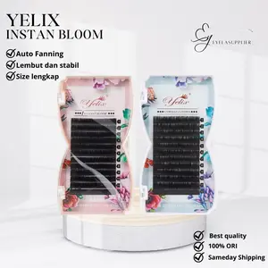 Yelix Blossom Instant Bloom Camellia Camelia Auto Fanning Russian Lashes Volume Eyelash Extension Bulumata Red
