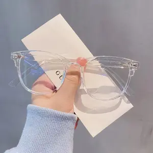 Kacamata TransparanAnti Radiasi Wanita Kacamata Korea Wanita Fashion Retro Bentuk Kotak Eyeglasses