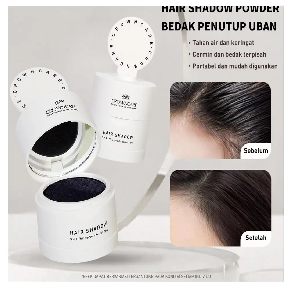 Crowncare Hair Shadow Powder Bedak Penutup Uban Garis Rambut Tipis